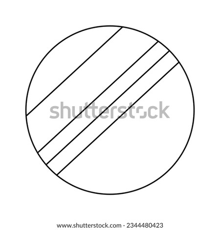 Simple round frameless mirror with reflection, doodle style flat vector outline for coloring book