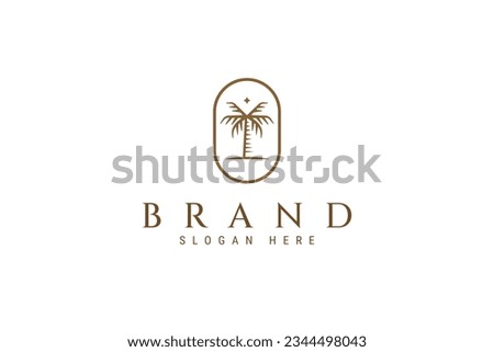 Palm tree logo in oval frame with fancy color