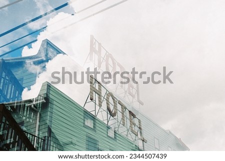 Hotel double exposure in Fairplay, Colorado Royalty-Free Stock Photo #2344507439