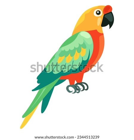 color red parrot Macaw. flat vector illustration Royalty-Free Stock Photo #2344513239