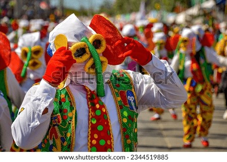 Colorful characters of the Barranquilla carnival Royalty-Free Stock Photo #2344519885