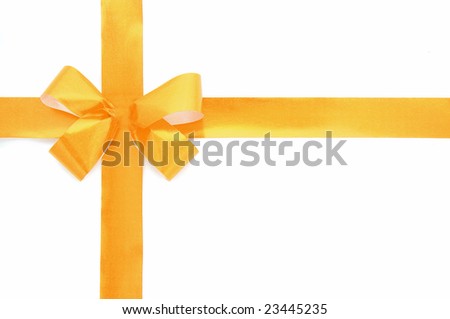 Gold bow isolated over white background