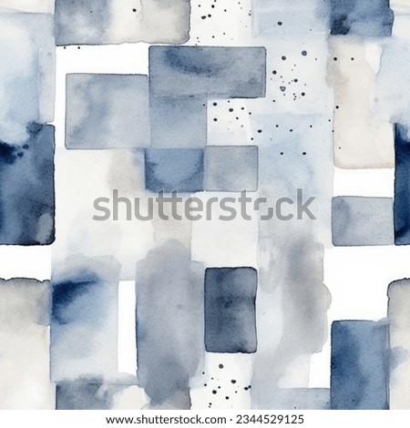 French Grey Square Rectangle Random Box Abstract Watercolor Seamless Pattern Wallpaper Background Curtain Bedding Vector