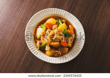 Pork and potato stew in Japanese stock(Nikujaga)