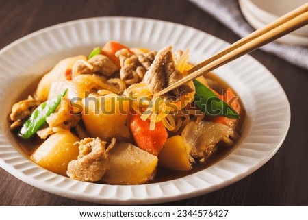 Pork and potato stew in Japanese stock(Nikujaga)