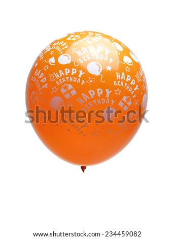 Orange balloon birthday isolated