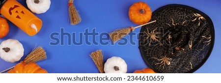 halloween banner, set of halloween decorations with place for text, holiday evening of all saints