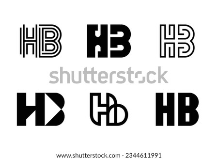 Set of letter HB logos. Abstract logos collection with letters. Geometrical abstract logos