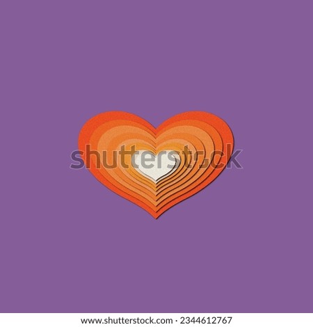 Heart shapes layered on a purple background.