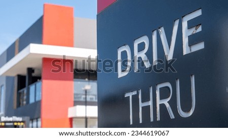 sign or drive thru bar at a fast food restaurant in America Royalty-Free Stock Photo #2344619067