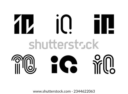 Set of letter IQ logos. Abstract logos collection with letters. Geometrical abstract logos Royalty-Free Stock Photo #2344622063