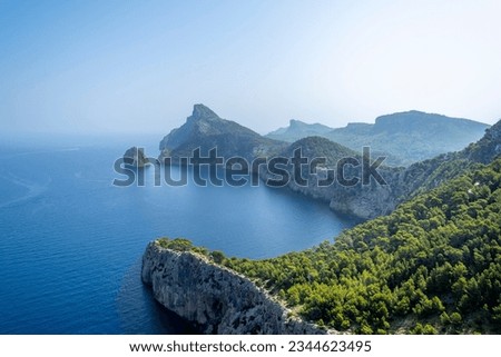 This picture shows all the beautiful landscape at the tOP of the CAP Formentor in Balearic Island Spain. The view is just incredible