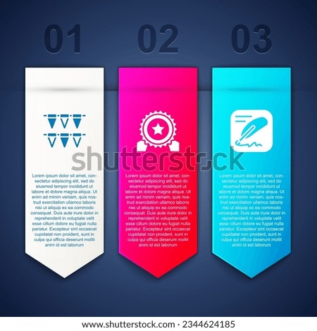 Set Carnival garland with flags, Medal star and Declaration of independence. Business infographic template. Vector
