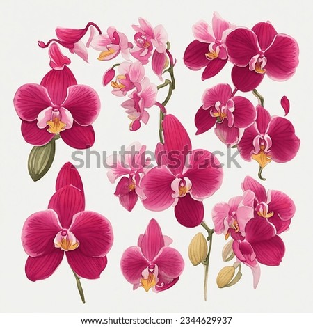 Burgundy red orchid seamless background, Ai generated