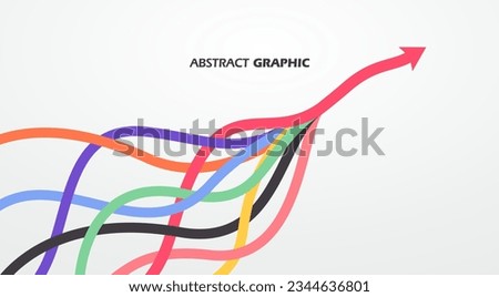 Multiple colored ropes converging into arrows in the same direction, vector graphics. Royalty-Free Stock Photo #2344636801