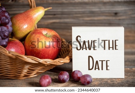 Fall Decoration with Fruits and Text Save The Date