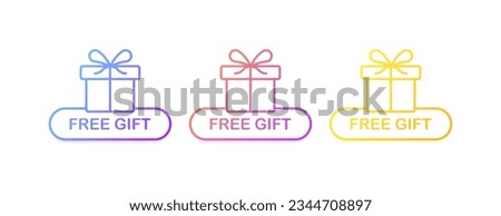 Free gift boxes. Flat, color, free gift, free boxes, boxes with bow. Vector icons