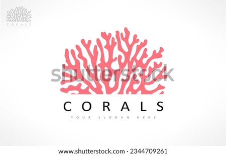 Sea corals logo. Underwater life vector. Royalty-Free Stock Photo #2344709261