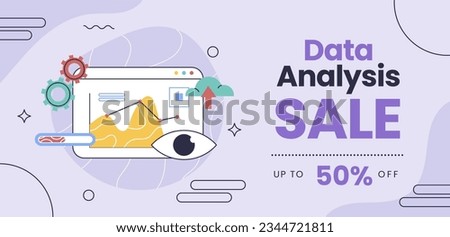 Hand Drawn Data Analysis Sale Banner Vector Illustration In Flat Style.