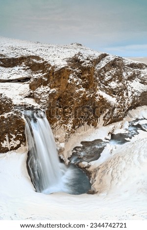 Sauðafoss Waterfall, Seljalandsa River, Hvolsvöllur, Sudurland, South Iceland, Iceland