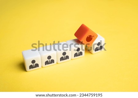 A brewing conflict capable of destroying the team. Excluded from the team. Social toxic environment. Outsider, outcast. Negotiations and reconciliations. Resolution of conflict situations. Royalty-Free Stock Photo #2344759195
