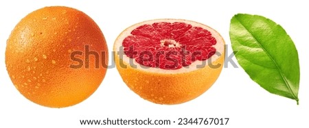 Grapefruit with drops isolated on white background, collection Royalty-Free Stock Photo #2344767017