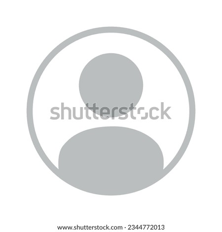 Vector flat illustration in grayscale. Avatar, user profile, person icon, gender neutral silhouette, profile picture. Suitable for social media profiles, icons, screensavers and as a template. Royalty-Free Stock Photo #2344772013
