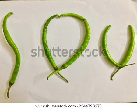 I LOVE YOU made with Green and Red Chillies 
