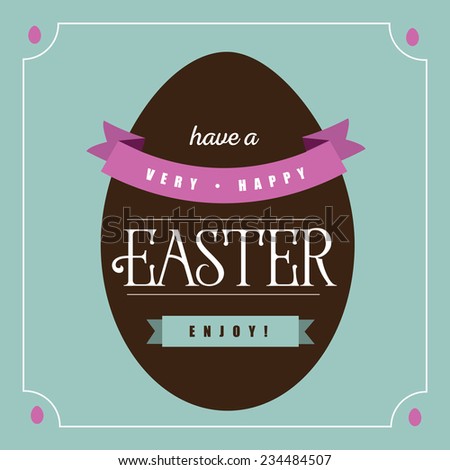 Flat chocolate Easter egg greeting card design
