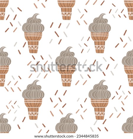 Ice cream seamless pattern. Vector background for design, textile, fabric, baby clothes