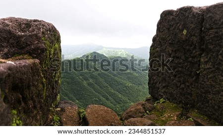 Valley in western ghats during monsoon season Royalty-Free Stock Photo #2344851537