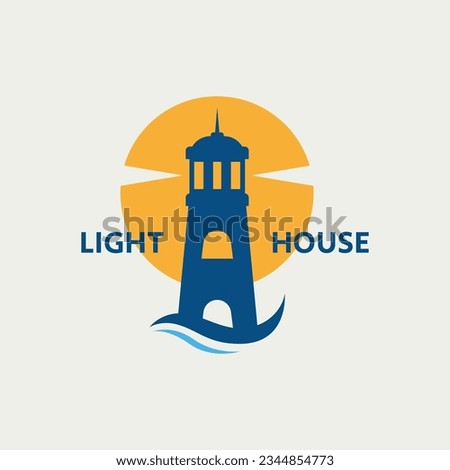 Lighthouse Illustration Design in Simple Style. Lighthouse Vector Logo Icon.