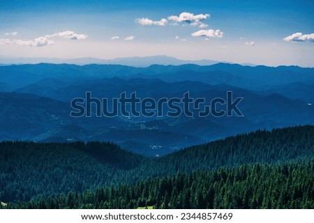 Beautiful landscape view of peaks of Rhodope mountains in Bulgaria