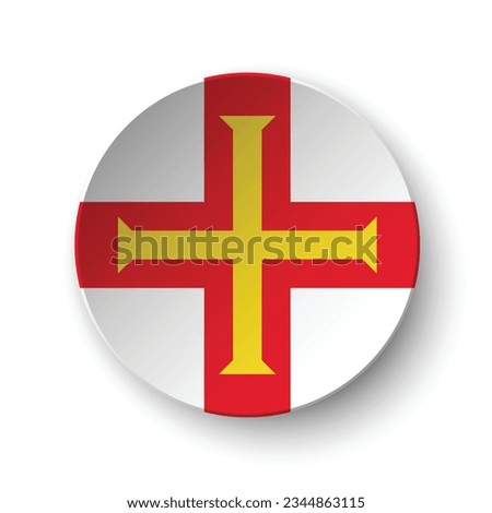 The flag of Guernsey. Button flag icon. Standard color. Circle icon flag. 3d illustration. Computer illustration. Digital illustration. Vector illustration.