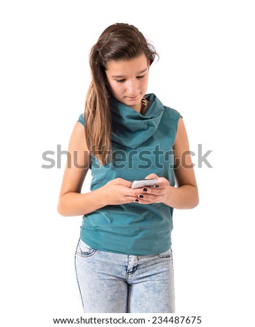 Girl writting a msn in mobile
