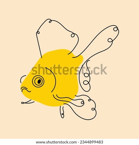 Goldfish. Avatar, badge, poster, logo templates, print. Vector illustration in flat cartoon style