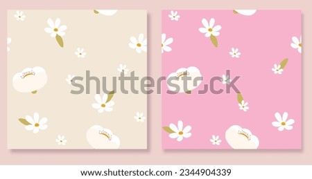 Flower seamless pattern set vector illustration on soft color background for textile, poster card, cover for note book