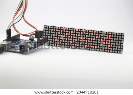 LED dot matrix display project with 2024 being displayed made at home using micro controller and jumper wires Royalty-Free Stock Photo #2344910201