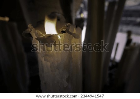 Detail of ceremonial candles in a Christian sanctuary, belief and faith