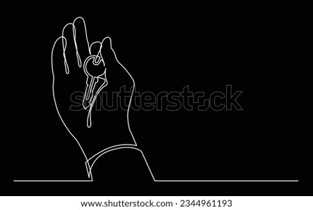 continuous line drawing of hand holding key