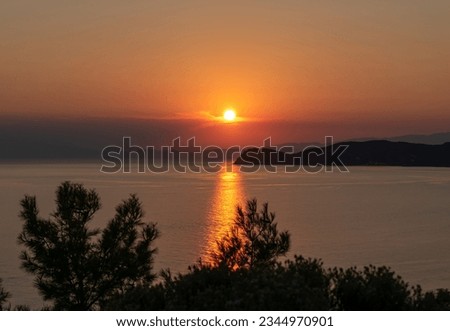 Beautiful sunset in Thassos, Greece