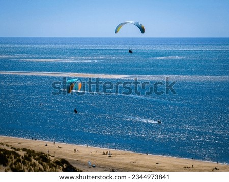 Drone Picture of Paragliders over la Dune du Pilat in France