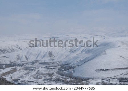 Snow landscapes on the mountains in winter in Turkey