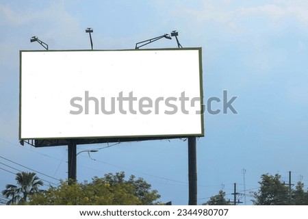 white billboard on the highway. white highway signboard for outdoor billboards, advertisements and announcements