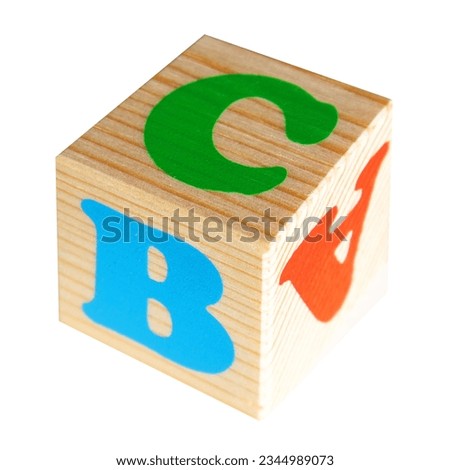 Three sides of a cube with the letters ABC. Isolated on white background