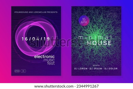 Gradient party flyer. Dynamic fluid shape and line. Energy discotheque invitation set. Gradient party flyer. Electro dance music. Electronic trance sound. Club dj poster. Techno event. Royalty-Free Stock Photo #2344991267