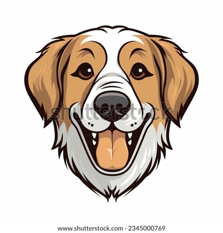 Cat, dog, animal head, simple icon, illustration graphic vector in the white background, happy, tounge, paws, eyes, ears, very adorable and cute
