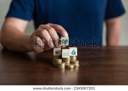 Asset management concept, Man using laptop with word asset management and Icon  on virtual display. Financial Property Digital assets. Royalty-Free Stock Photo #2345007201