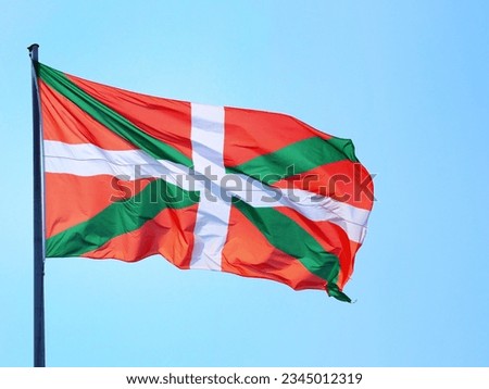 Basque Country flag or ikurrina waving sky, The symbol of the Basque Country Autonomous Community