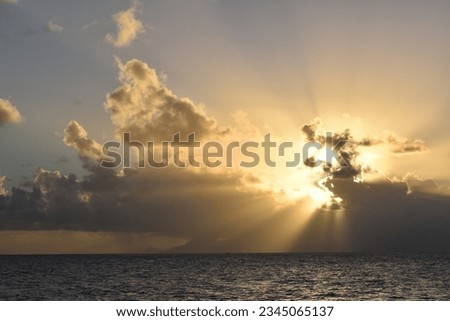 Beautiful sunset with clouds and sea